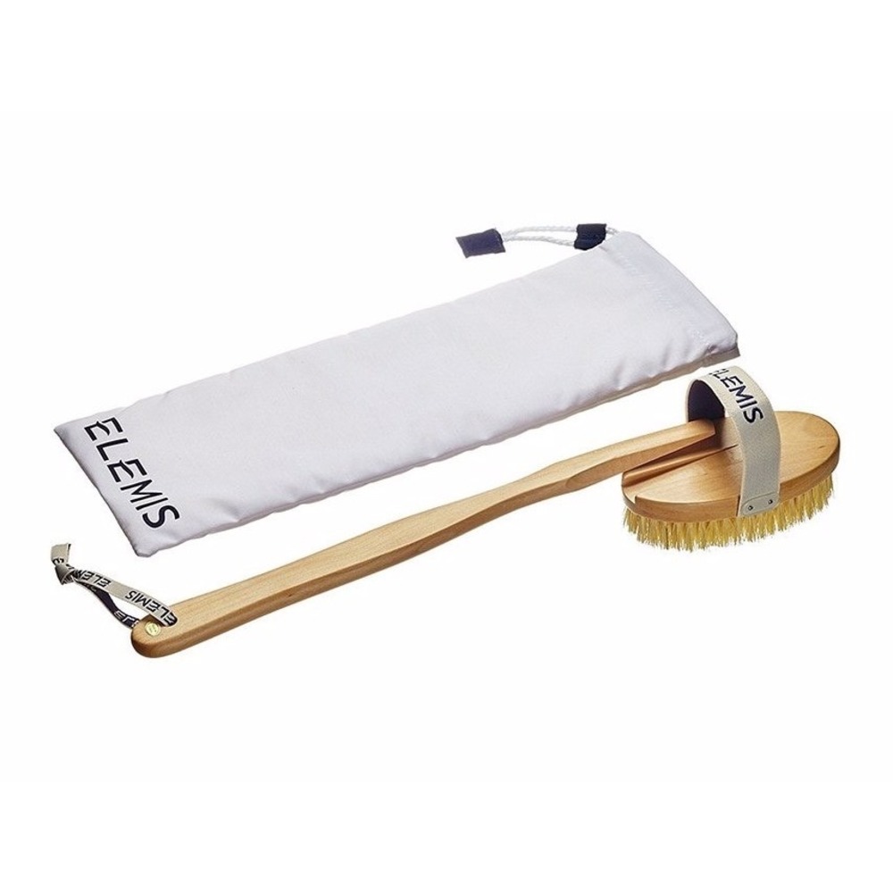 Elemis Body Detox Skin Brush Natural Cactus Bristle Wooden Dry Brush with Bag